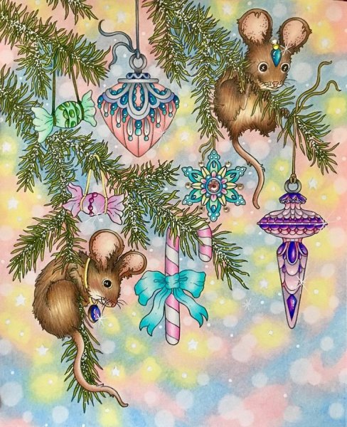 Новогодние иллюстрации цветными карандашами