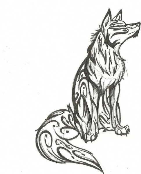 Волк простым карандашом
