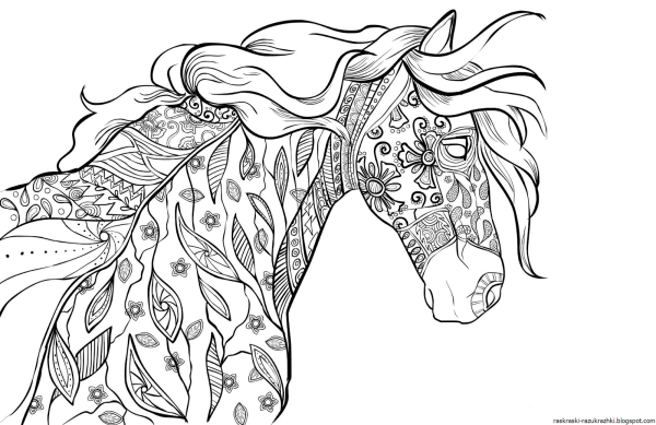 Раскраска антистресс лошадка