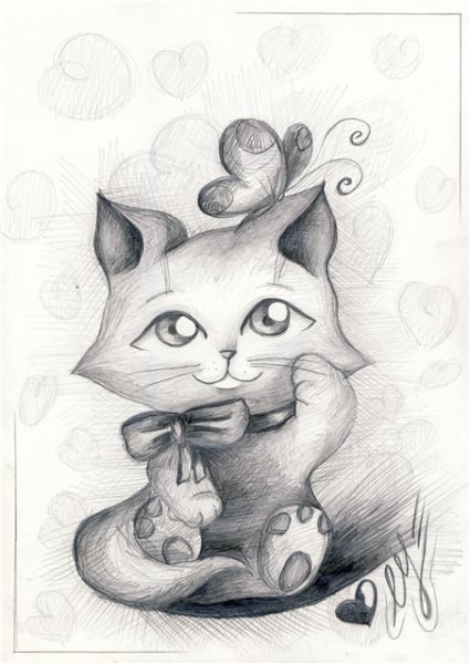 Рисунки карандашом для срисовки коты