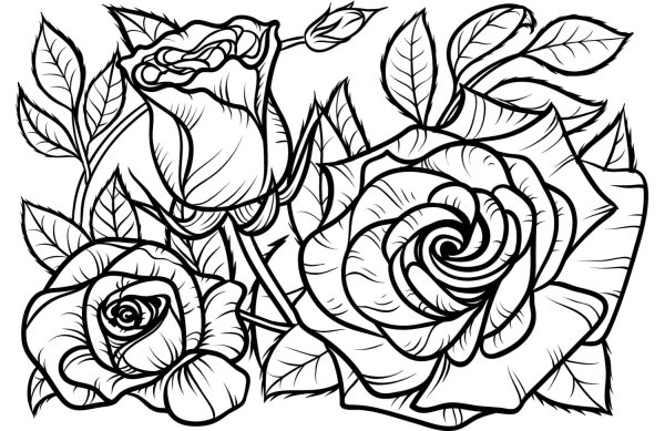 Трафарет розы для раскрашивания