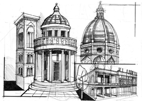 Ренессанс эпоха Возрождения архитектура скетч