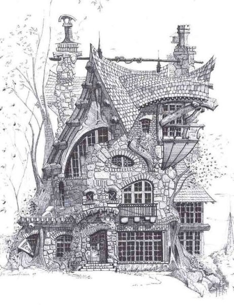 Сказочный домик в графике
