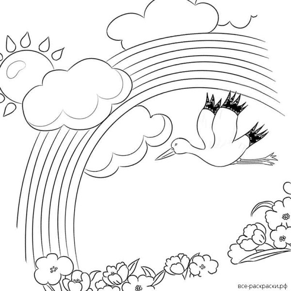 Лето Радуга раскраска для детей