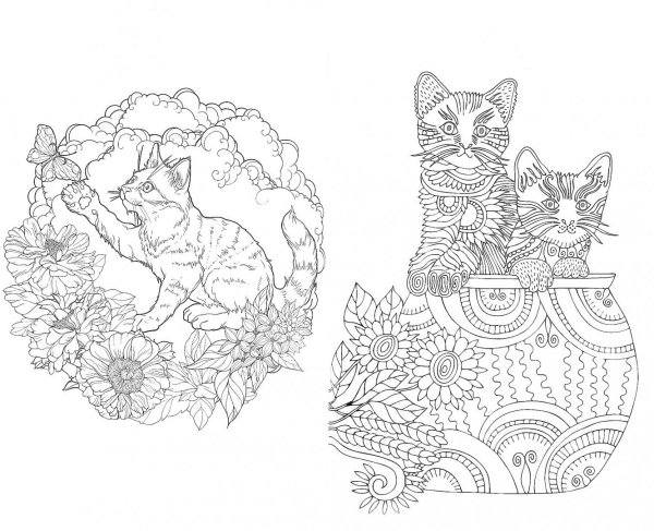 Раскраски новогодние котики