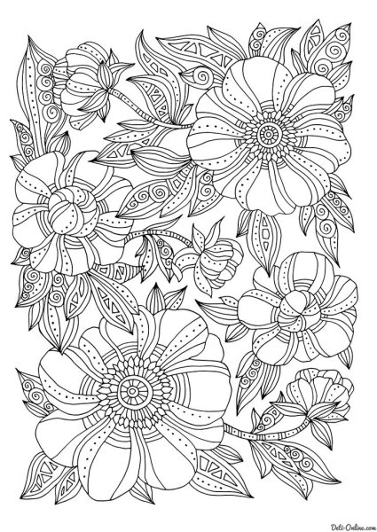 Раскраска антистресс "цветы"