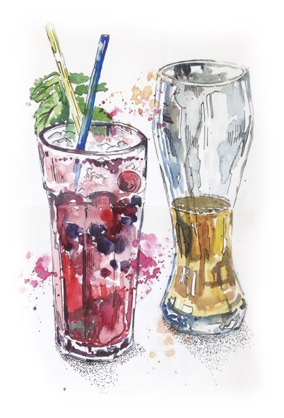 Коктейль акварель