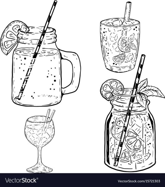 Раскраска коктейль с трубочкой