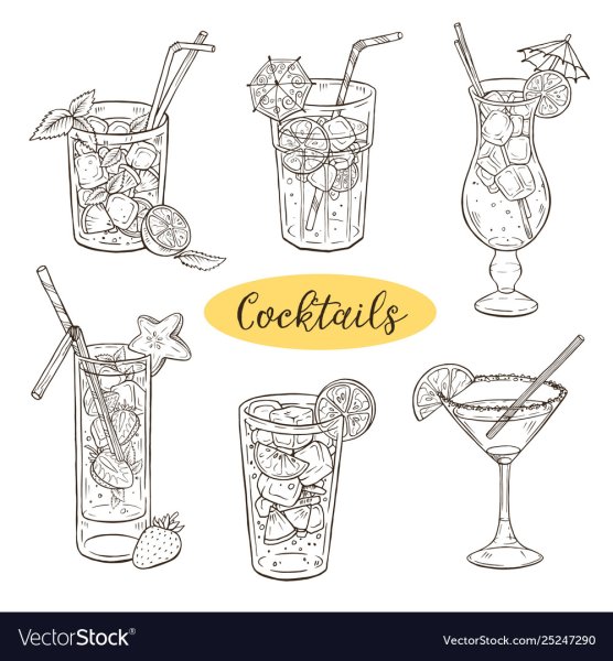 Пошагово скетч коктейли