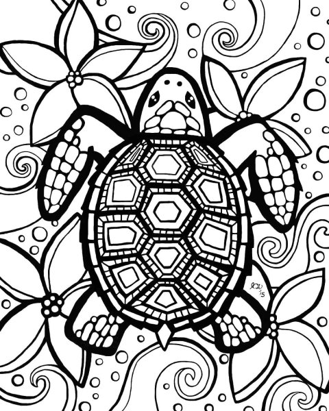 Раскраска антистресс черепаха