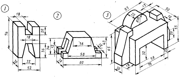 Чертеж модели по аксонометрической проекции