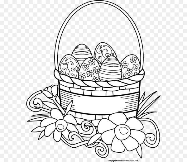 Раскраска пасхальные яйца в корзине