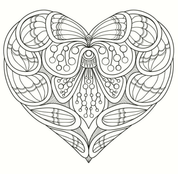Раскраски антистресс сердечки