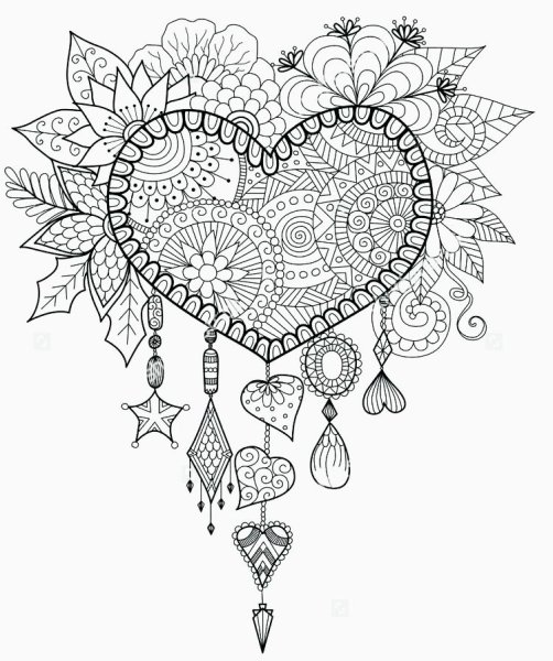 Раскраски антистресс сердечки