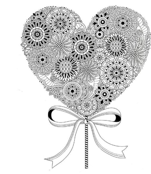 Раскраски антистресс сердечки