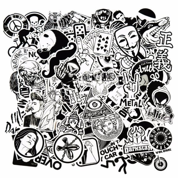 Стикеры чёрно белые