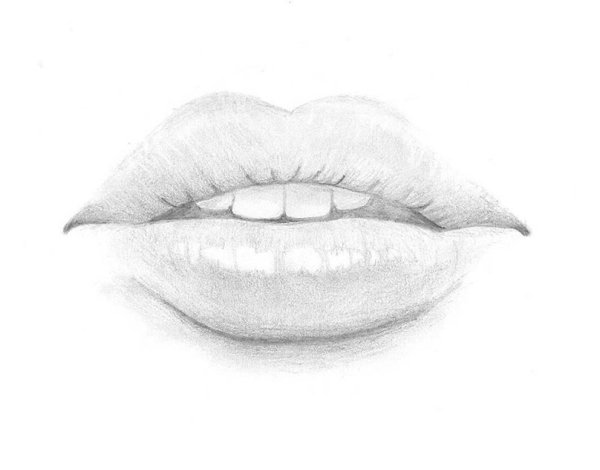 Покусанные губы рисунок