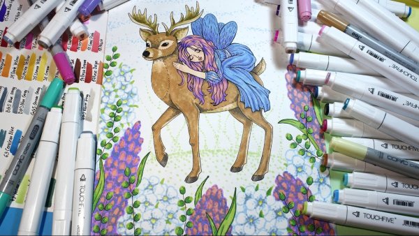 Иллюстрации маркерами девушки