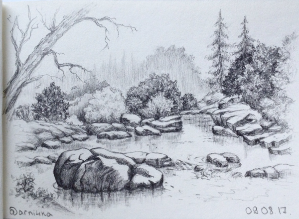 Пейзаж карандашом