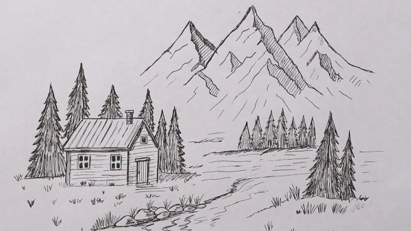 Пейзажи природы карандашом