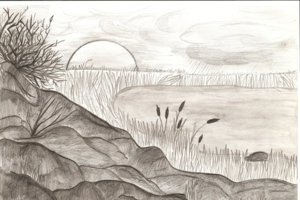 Романтический пейзаж в графике