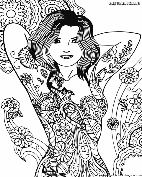 Раскраски для девочек антистресс девушки