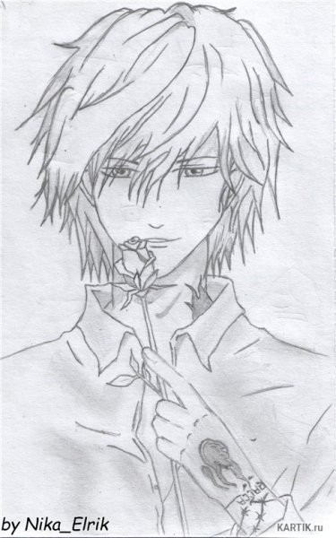Рисунки аниме карандашом мальчики