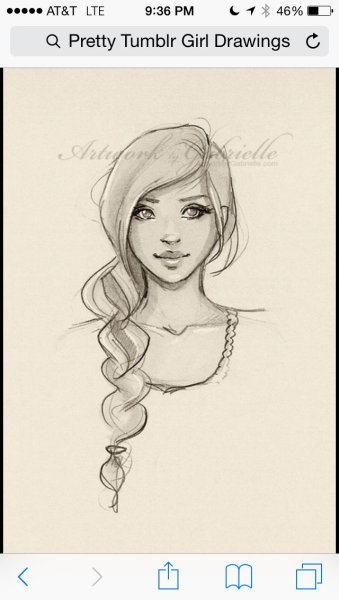 Портрет девушки карандашом для срисовки мультяшные