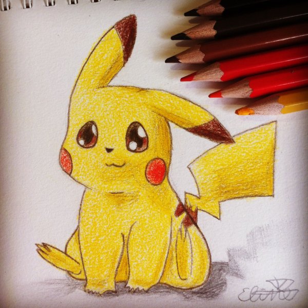 Пикачу карандашом