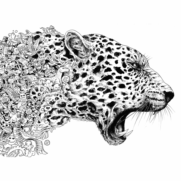 Волк гелевой ручкой