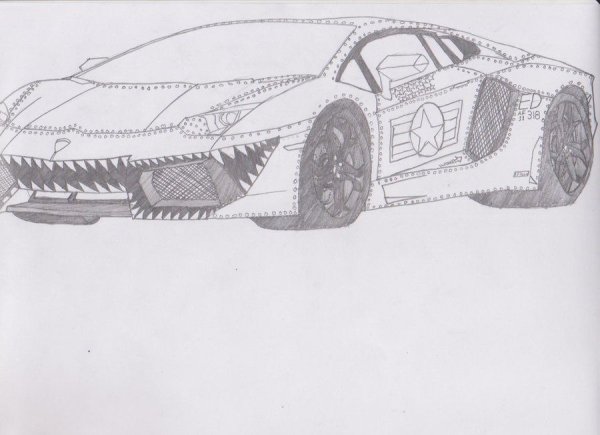 Ламборджини карандашом поэтапно