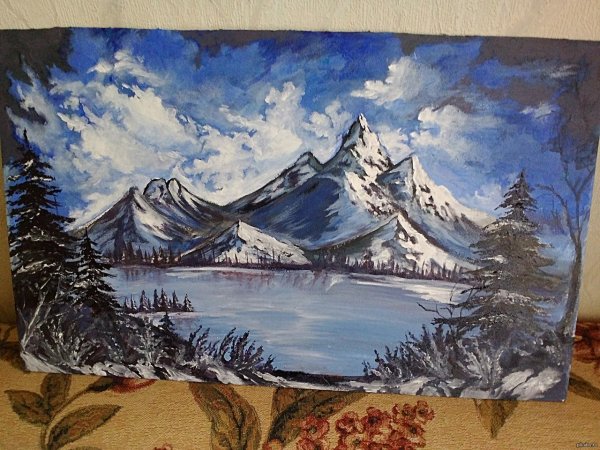 Пейзаж акриловыми красками на холсте