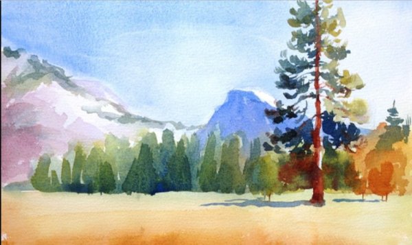 Простые Акварельные пейзажи