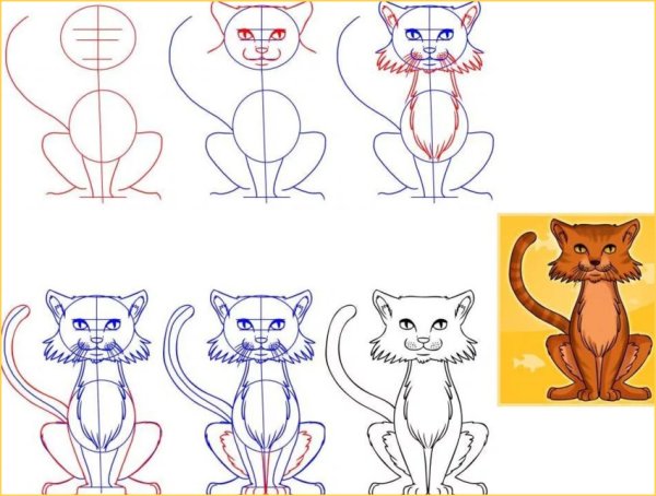 Как нарисовать кота поэтапно