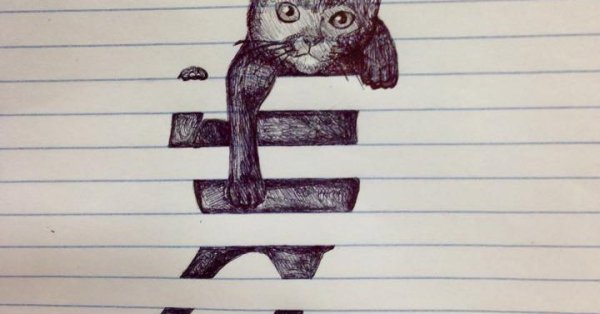 Рисунки в тетрадке в линейку