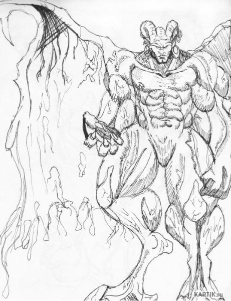 Демон рисунок карандашом