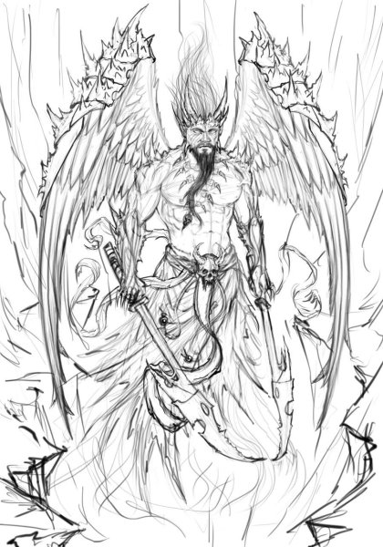 Ангел и демон карандашом