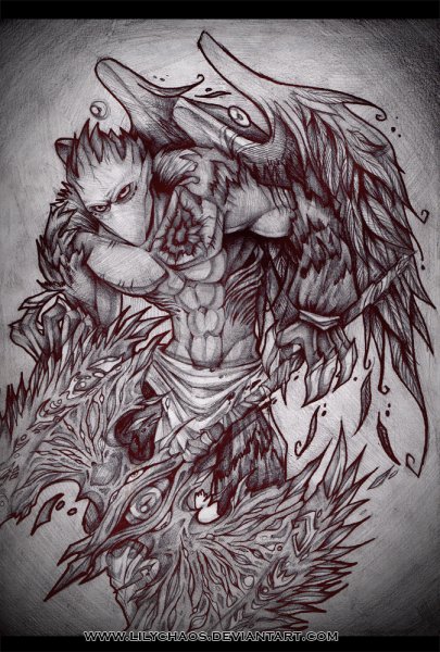 Лицо дьявола карандашом