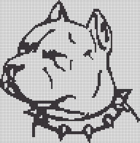 Монохромные вышивки собак