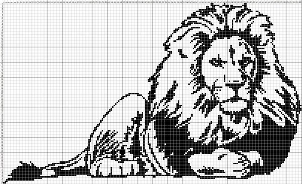 Монохромная вышивка животные