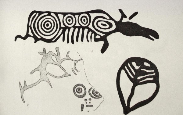 Петроглифы горный Алтай стилизованные