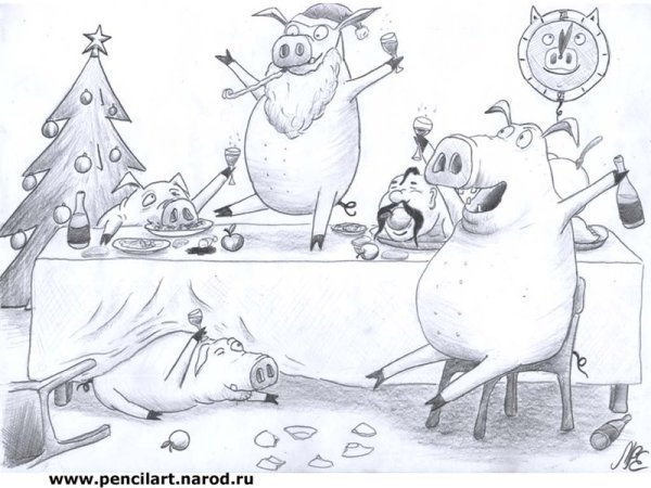 Рисунки на новый год карандашом