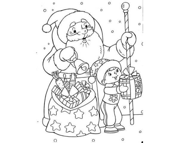 Дед Мороз и Снегурочка raskraska