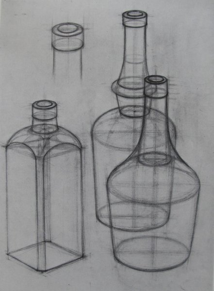 Линейно-конструктивные зарисовки предметов быта