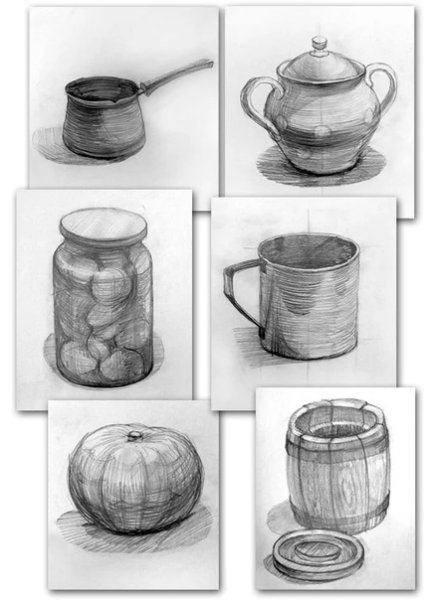 Наброски с натуры предметов быта