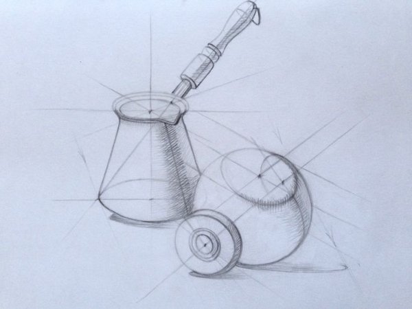 Бытовые предметы карандашом построение