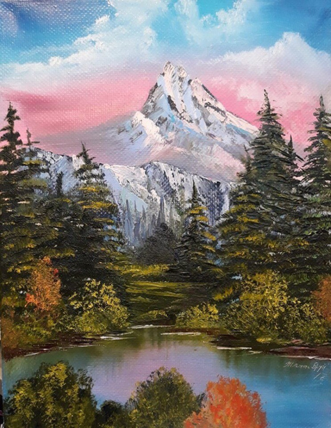 Пейзаж масляными красками Боб Росс
