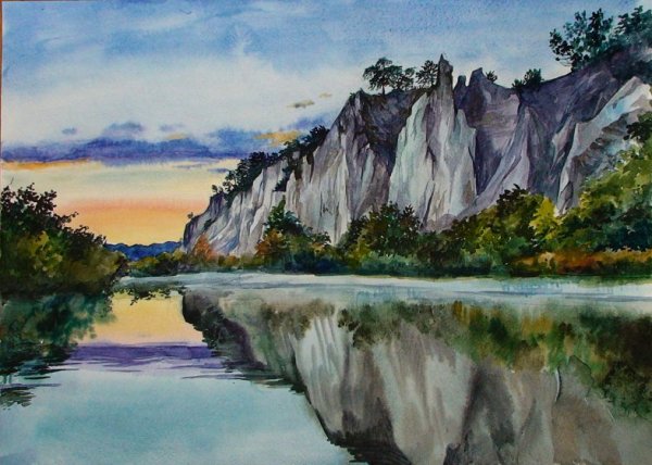 Акварельные пейзажи Башкирии скалы,горы