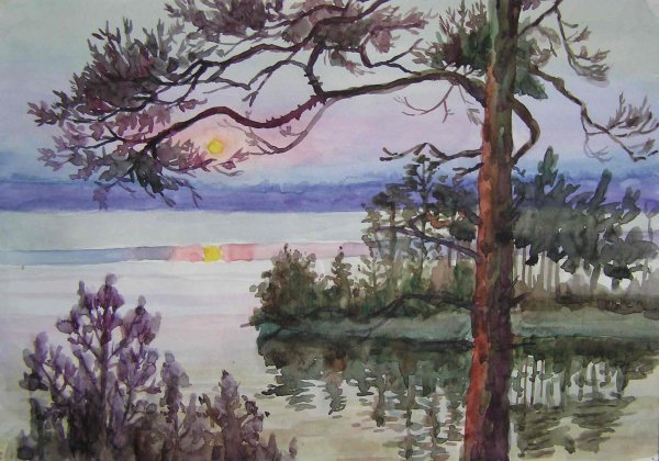 Пейзаж гуашью Весна