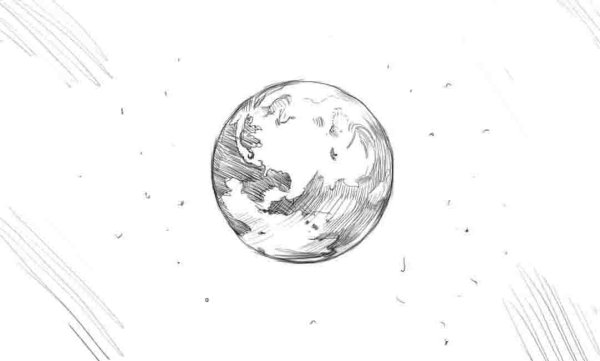 Космос рисунок карандашом